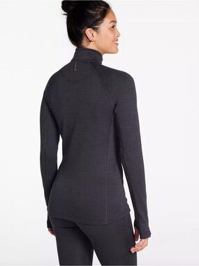 L.L. Bean Black Womens Baselayer Quarter Zip Top S